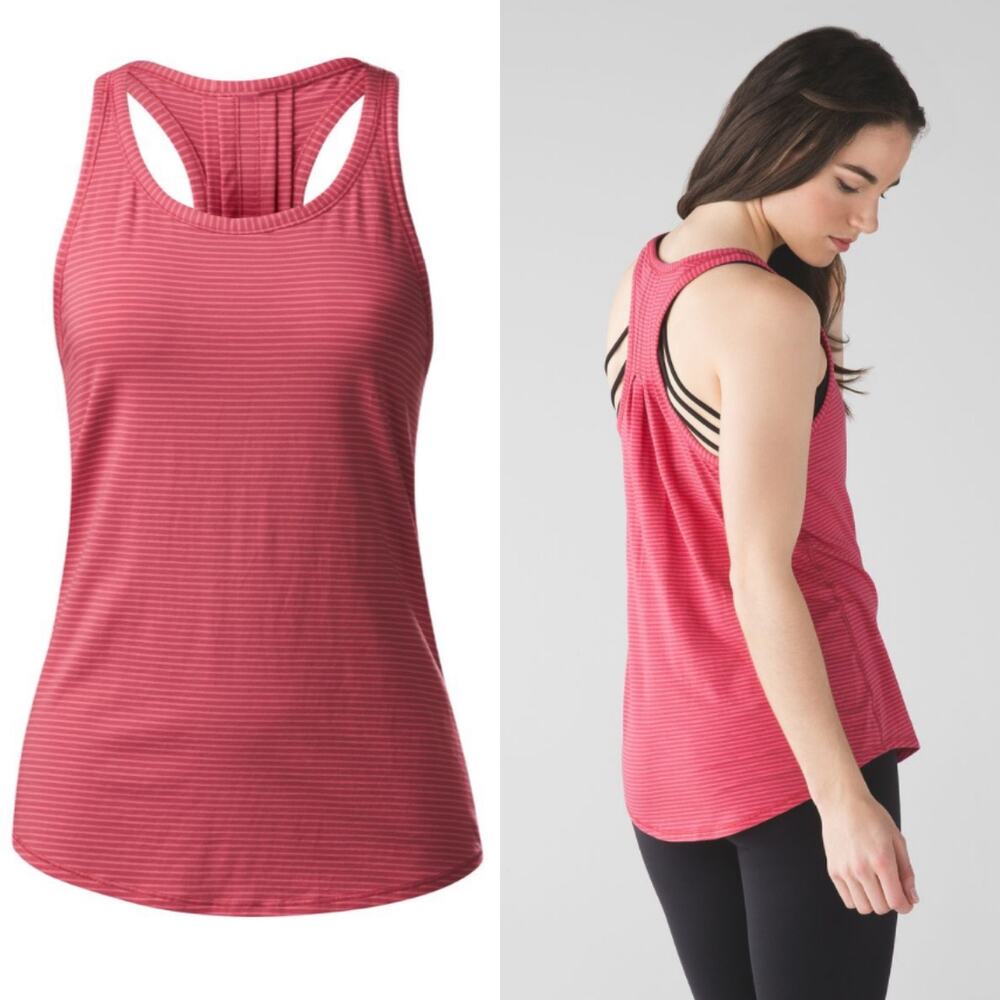 Lululemon Yogi Everyday Tank Hyper Stripe Fireside Red Flash Light